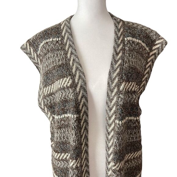 Nomadic Traders Medium Alpaca Vest Vintage Brown Ivory Gray Open Front - Picture 7 of 9